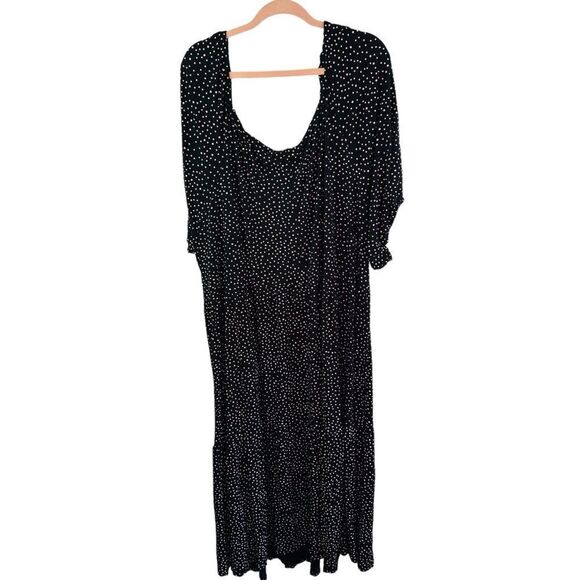 Heart Yours Black Pink Polka Dot Tiered Maxi Dress NWT Size 3X/4X - Picture 2 of 4